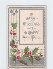 Postcard Holiday Art Print A Merry Christmas and A Happy New Year Greeting Card picture