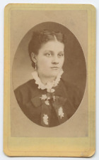 Antique CDV c.1870 Portrait of Woman by William H. H. Horine in Carlinville IL picture