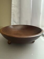 Vintage MCM Woodcraftery 3-Legged Wooden Salad Bowl Made in USA picture