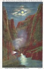 Royal Gorge & Bridge by Moonlight, Grand Canyon of Arkansas, Colorado Postcard picture