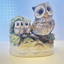 Vintage Homco Porcelain Owl Figurine Home Interior Birds Family Mom Babies #1298 picture