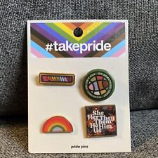 4 Gay Pride Buttons Lapel pins LGBTQ Gay Pride Week Rainbow #takepride Equality picture