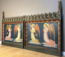 Large Antique Painted Wood Gothic Altar Panels/Paintings with Angels picture