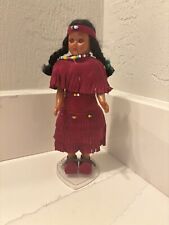 VINTAGE KNICKERBOCKER 8” NATIVE AMERICAN INDIAN GIRL DOLL WITH STAND picture