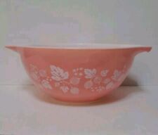 Vintage PYREX #442 White On Pink Gooseberry Cinderella 1.5 Quart Mixing Bowl  picture