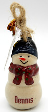Hallmark Ganz Glazed Pottery Snowman Personalized Christmas Ornament DENNIS picture