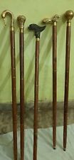 Antique Brass Walking Stick Lot of 5 Different Pcs Handle Wooden Cane Victorian picture