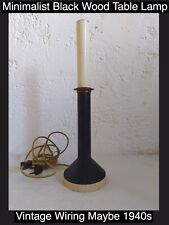 Vintage Minimalist Black Wood Table Candle Style Lamp Wiring from Maybe 1940s picture