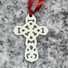 Lenox Charms Pierced Cross Fine China White/Ivory Ornament Christmas Baptism picture