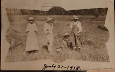 Family In Field Elkhart Lake Wisconsin 1918 Real Photo Postcard picture