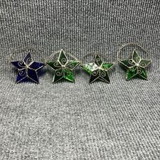 VTG 5x5 Stained Glass Gold Tone Trimmed Christmas Star Ornaments Bundle of 4 picture