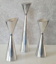 Vtg 1990's 94 Nambe Post Modern Biomorphic Aluminum Candlestick Trio Pair Set picture