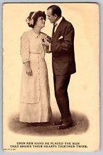 Vintage Marriage Postcard - Hearts together Twine - Posted 1913 picture