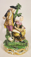 Antique Derby Porcelain Figurine Wife and Farmer w Foot Basin Bocage Great Color picture