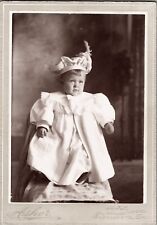 Interesting Image of Child in Chair with huge Hat Cabinet Card Photo, 1800s picture