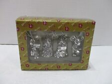 Mice Christmas Ornaments 3” Silver Set 4 Decorations Dillard Holiday New picture