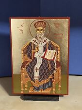 SAINT PARTHENIUS, BISHOP OF LAMPSACUS-Greek WOODEN ICON FLAT, WITH GOLD LEAF 5x7 picture