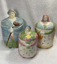 1992 Hearth and Home Design Amish Man, Woman and child Canister Set picture