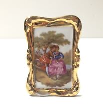 Vtg LIMOGES FRANCE HAND PAINTED ART MAN COURTING WOMAN 3 Inches Tall picture