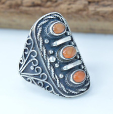 STUNNING ANCIENT ANTIQUE BROWN STONE RING SOLID SILVER VIKING-AUTHENTIC ARTIFACT picture