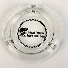 Vintage UnitCast Employees Federal Credit Union Glass Advertising Ashtray #8357 picture