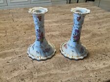 2 Matching Hand-painted Candlesticks by Martial Redon of Limoges, France picture