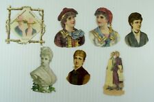 1880's-90's Victorian Die-Cut Lot Of 7 Lovely Ladies Bust Of Lady Fab PD406 picture