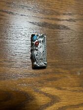 Persian Turquoise And Coral Mini Bic Lighter Case Handmade Native American NEW picture