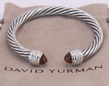 David Yurman Sterling Silver 7mm Cable Bracelet Morganite with Diamonds Medium picture