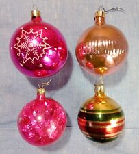 Lot of 4 Vintage USSR Christmas Glass Ornaments Balls New Year Soviet Union picture