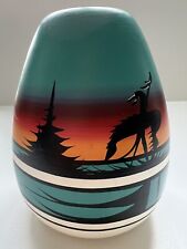 Southwestern Native American Pottery Vase TEAL/turquois Signed by the Artist picture