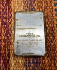 Vintage Zippo Lighter York Amusement Co. Pin Games Music Boxes South Carolina picture
