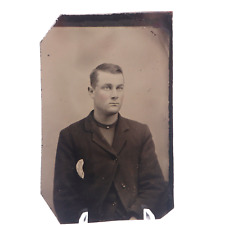 Antique Tintype Photo of Very Handsome Young Man White Hankerchief picture