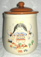 VINTAGE MCCOY POTTERY CERAMIC COOKIE JAR CRAYON DRAWING LITTLE GIRL RARE EUC picture