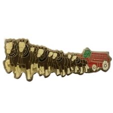 Vintage Anheuser-Busch Budweiser Clydesdale Horses Pulling Wagon Souvenir Pin picture