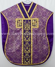 Metallic  Purple Chasuble.St. Philip Neri Style vestment & mass set 5 pc, IHS  picture