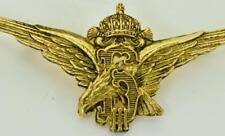 Rare WWII Bulgarian Royal Military Pilot Ace Award 18k Gold Plated Silver Badge picture