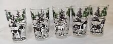 Set of 5 Vintage MCM Sports Dog Drinking Glasses Glasses Show 2 Breed Great Con picture
