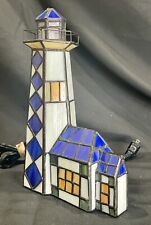 Vintage Cheyenne  Stained Glass Lighthouse Lamp Night Light picture