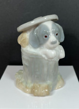 Vintage K-Mart Puppy Dog in Trash Can Porcelain Figurine picture