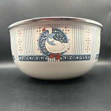 Vintage Heart And Baker GOOSE Blue Nesting Enamel MIXING BOWL 7 3/4 in Diameter picture