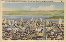 Vintage California Linen Postcard San Francisco Business District Bay Oakland picture
