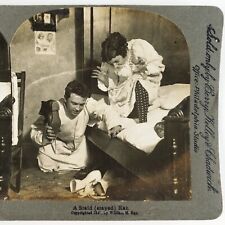 Undressed Couple Hunting Rat Stereoview c1897 Berry Kelley Chadwick Rodent H1325 picture