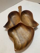 Vintage Handmade Hawaiian Monkey Pod Wooden Dish Bowl Divided 3 Section picture