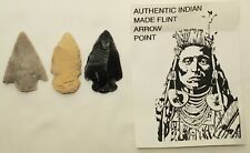 Vintage Authentic Indian Made Flint Arrow Point Lot Of 3 Native American picture