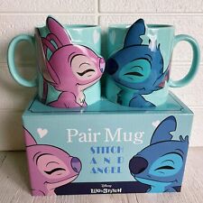 Disney Stitch and Angel Kiss Pair Mug Cup 2 Piece Set Sunart 10fl oz Ceramic  picture