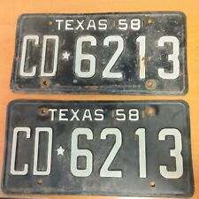 PAIR 1958 Texas License Plates - 