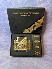 NEW ZIPPO 2018 COLLECTIBLE OF THE YEAR GOLDEN SCROLL GOLD PLATED LIMITED EDITION picture