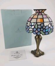 PartyLite Hydrangea Stained Glass Tiffany Style Shade Tealight Lamp P7790 picture