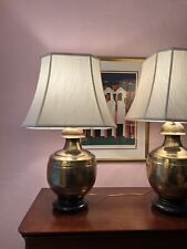 PAIR MARVELOUS MARBRO MIDCENTURY POLISHED BRASS TABLE LAMP decorators dream picture